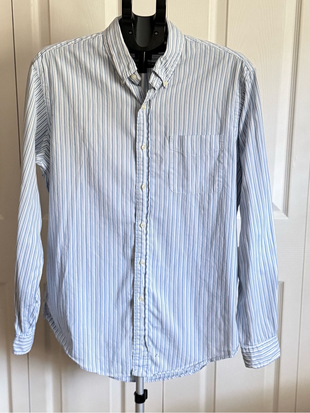 Ralph Lauren Blue and White Striped Button-Down Shirt